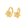 Anillo de flor de cinco pétalos de doble capa con incrustaciones completas de diamantes, pétalos de oro arenado de estilo antiguo, cobre chapado en oro incrustado de diamantes, versátil y moderno para el uso diario de las mujeres