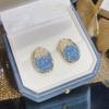 Aretes de Flores de Cristal de Temperamento de Alta Gama para Mujer, Exquisitos Aretes Geométricos Coloridos, Venta al por Mayor de Aretes Populares de Douyin 2025