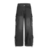 Jia Yi Ku Marca de Moda 2025 Nuevo Retro Americano Lavado Funcional Ropa de Trabajo Jeans Rectos Estilo Pantalones de Pierna Ancha