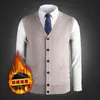Nuevo chaleco cárdigan de punto liso de cuello en V para hombre, otoño e invierno, top sin mangas casual y elegante para papás