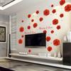 Pegatinas decorativas románticas para dormitorio, sala de estar, TV, fondo, personalizadas, rosa roja, impermeables, PVC, protección del medio ambiente, pegatinas de pared, venta al por mayor