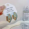 Banho de Ouro Real, Coleção Série Azul Moda Coreana e Japonesa, Brincos de Esmalte com Efeito Gotejante para Mulheres, Novos Brincos e Acessórios de Luxo Leve Nicho