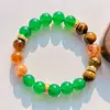 Boutique estilo nacional retro verde imperial verde natural calcedonia verde ojo de tigre miel leche cubierta citrino pulsera pulsera