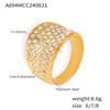 Moda europea y americana retro adornos de mano micro incrustados con diamante completo cóncavo acero de titanio chapado en oro real de 18k lujo ligero anillo de dedo para comida al por mayor