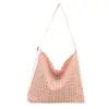Bolso de hombro tipo tote de lona casual estilo coreano, a cuadros, elegante y fresco, nuevo para la primavera-verano 2026, tela de color liso y bloques de color