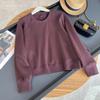 2022 Nuevo Otoño Versátil Cuello Redondo para Mujer Color Puro Casual Sudadera de Manga Larga Suelta Pulóver 449858 Mujer