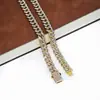 Colar de corrente redonda de 10 mm em estilo hip-hop europeu e americano para homens e mulheres, colar de corrente cubana com fileira dupla totalmente cravejada, acessório moderno