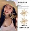 Aretes de Flor Grande Tejidos Yi Mengling para Mujer Estilo Vacacional Marítimo Exagerados para la Cara Aretes Pequeños Bohemia