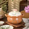 Louça Japonesa com Flores em Esmalte Submerso Tigela de Cerâmica Tigela de Arroz Tigela de Salada Conjunto de Pratos Tigelas Domésticas Pratos Pratos de Jantar