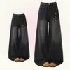 Jeans de pierna ancha de moda con diseño de carpa para mujer, nuevo estilo primavera y otoño, corte holgado, adelgazante, adecuados para figuras tipo pera, con un dobladillo curvo que cae hasta el suelo