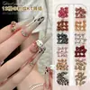 Gravata Borboleta Kt Estampa de Leopardo Decorações Misturadas Item Quente de Celebridade da Internet Resina Maillard Laço Plano 3D Decoração com Strass para Unha