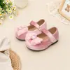 Zapatos Mary Jane de terciopelo con lazo para niñas, zapatos infantiles para fiestas y actuaciones, zapatos de princesa con una tira de velcro