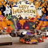 Tecido de fundo para Halloween com estampa de mão vermelho-sangue, Tecido para pendurar banner de Halloween, Suprimentos de decoração para festa de terror, Tecido de fundo para foto