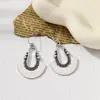 Pendientes de aleación huecos con forma de abanico de venta caliente transfronteriza para mujer, accesorios de péndulo de moda retro, fabricante mayorista