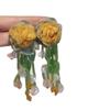Aretes de Borlas Florales de Color Contrastante Estilo Resort, Aretes de Moda y Dulces Estilo Bosque con un Ambiente Fresco y Elegante