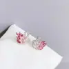 Brincos de Tarraxa em Prata S925 com Zircônia para Meninas, Brincos de Cisne Estilo Floresta, Pequenos Acessórios Atacado do Fabricante