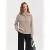 Nuevo Top de Moda Otoño 2026 con Doble Cremallera, Estilo Old Money, Cuello Alto, Manga Larga, Cachemir, Color Café con Leche, Cárdigan Tejido para Mujer