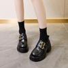 Sapatos de Couro com Solado Grosso para Mulheres para Combinar com Saias, Mocassins de Salto Alto, Nova Moda Primavera 2026 Retro Versátil Aumentadores de Altura Sapatos de Salto Único