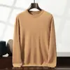 Suéter de Punto Cómodo para Otoño e Invierno con Cuello Redondo Suéter Base Suéter de Cachemira de Color Puro Estilo Nuevo para Hombre 2025