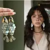 Estilo Resort de Playa Bohemio Retro Exagerado con Conchas Peces Pequeños Borlas Pendientes Largos Personalidad Exagerado Pendiente de Pasarela