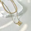 Collar de Acero de Titanio Apilado de Doble Capa con Diseño de Nicho de Lujo Ligero para Mujer, Cadena para Clavícula de Moda que No se Desvanece, Accesorios