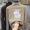 Ropa Infantil Camiseta de Manga Larga con Cuello de Cisne Rayas Terciopelo Alemán Ropa de Otoño para Mujer Camisa para Ponerse Debajo en Invierno Top Engrosado Se Puede Usar por Fuera