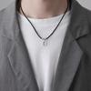 "Wish" Original Versátil Simple Aleación Sólido Colgante de la Paz Versátil Collar de Cuerda Negra para Pareja Hombres y Mujeres