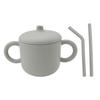 Taza de silicona para refrigerios para niños, vajilla para bebés, taza para refrigerios para bebés, taza portátil con asa binaural, taza para almacenar refrigerios para niños