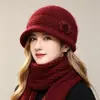 Chapéu de Outono Inverno para Mãe de Meia-Idade e Idosa Chapéu de Lã Grosso com Borla e Veludo Extra para Mulheres Senhora Idosa Chapéu de Tricô Quente para Proteção contra o Frio Vovó