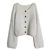 Cárdigan de Punto con Mangas de Linterna Estilo Coreano para Mujer, Nuevo Suéter Holgado Estilo Perezoso de Otoño, Ropa Exterior Simple y Elegante, de Moda