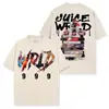 Camiseta de manga corta lavada estampada de hip-hop americano transfronterizo Juice wrld Cuello redondo holgada casual Sudadera con capucha para hombre