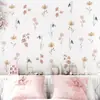 Br7026C Rosa Suave Francés Floral Acuarela Estilo Princesa Habitación de Niña Pared de Fondo de Mesita de Noche Pegatina Decorativa Romántica de Pared