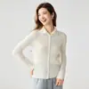 Nuevo Suéter de Cachemir 35% Color Puro Otoño/Invierno para Mujer, Cuello Medio Alto, de Botones, Ajustado, Cárdigan de Punto, Prenda Base