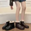 Botines botas de algodón invierno 2026 suela gruesa boca botas de mujer cálidas felpa botas de nieve estilo coreano más terciopelo botas de motociclista punta redonda moda