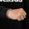 Pulsera Plateada con Broche de Patrón Retro para Hombre, Joyería Hecha a Mano Personalizada Creativa de Moda, Artículo Popular Transfronterizo