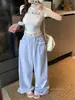 Conjunto de Dos Piezas para Mujer Verano 2026 Nuevo: Top Estilo Coreano Chica Picante con Pedrería y Puntos, Pantalones de Pierna Ancha con Cintura Elástica y Bloques de Color