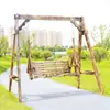 Columpio de Madera Maciza Anticorrosión Parque Patio Exterior Doble Mecedora Cesta Colgante Infantil Silla de Ratán Columpio de Balcón Ocio Hogar