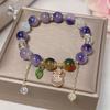 Pulsera de Piedras Naturales Coloridas para Mujer Super Inmortal Bolsa de la Fortuna Dólar Colgante de Borla Pulsera de Nicho Pulsera de Diseño Transfronterizo