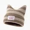 Gorro de Lana Tejido con Orejas de Cerdo y Gato para Mujer Otoño e Invierno, Gorro Cálido Estampado Lindo de Moda, Gorro Versátil de Marca Moderna para Clima Frío