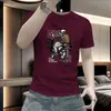 Camiseta de Manga Corta de Lujo de Marca Europea de Moda para Hombre con Estampado de Motocicleta, Top de Media Manga para Hombres Jóvenes