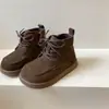 Botas Martin retro estilo coreano para niños, Botas de cuero estilo británico para niños, Botines sencillos para niñas, Botines cortos de algodón para bebé para otoño e invierno