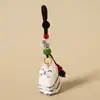 Llavero colgante de talla de madera hecha a mano para llaves de coche de gato, colgante para mochila escolar de mascota linda femenina, regalo para novias, venta al por mayor
