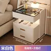 Mesa de cabeceira inteligente, multifuncional, leve e com design minimalista para uso no quarto, apresentando trava por impressão digital e senha