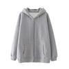Sudadera con capucha gruesa de terciopelo estilo retro americano para mujer Otoño e Invierno Oversize Suelta Holgada Chaqueta Cárdigan para Mujer