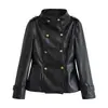 Venta al por mayor de ropa para mujer estilo europeo y americano transfronteriza, elegante chaqueta de cuero de doble botonadura y shorts 4749700 4391521