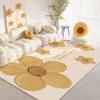 Alfombra de Terciopelo Cristal Estilo Crema, Cuidado Fácil y Resistente al Desgaste Manta para Sofá Mesa de Centro, Alfombra para Sala de Estar de Área Grande para el Hogar, Totalmente Cubierta