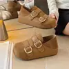Sapatos Birkenstock Novos de Primavera e Outono com Fivela Retrô, Cabedal Macio, Sola Macia, Bico Redondo, Versáteis para Estudantes, Uso em Duas Vias, Chinelos de Casa