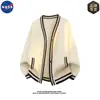 Suéter Cárdigan de Punto de Alta Calidad Marca NASA Estilo Americano para Hombre Otoño 2026 Nuevo Retro Holgado Casual Chaqueta