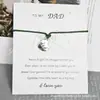 Pulsera Tarjeta de Bendición Pulsera PAPÁ Día del Padre Colgante de Aleación Pulsera de Cuerda de Cera Directo de Fábrica Segundas