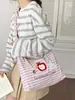 Bolsa de Tela Bordada con Dibujos Animados y Rayas de Moda para Niña 2026 Nueva Linda Casual Versátil Bolso Cruzado para Mujer